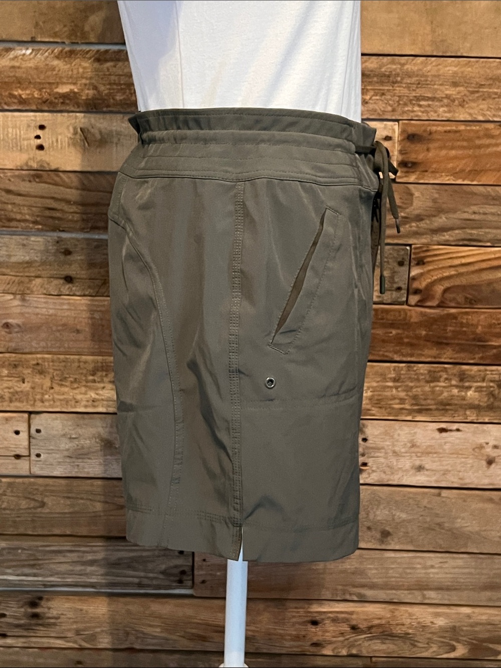 Women’s Olive Drawstring Casual Activewear Shorts - Picture 5 of 7